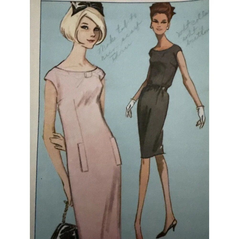 McCall's Sewing Pattern P-44 1960's Misses Dress Versatile Shift Size 10 12